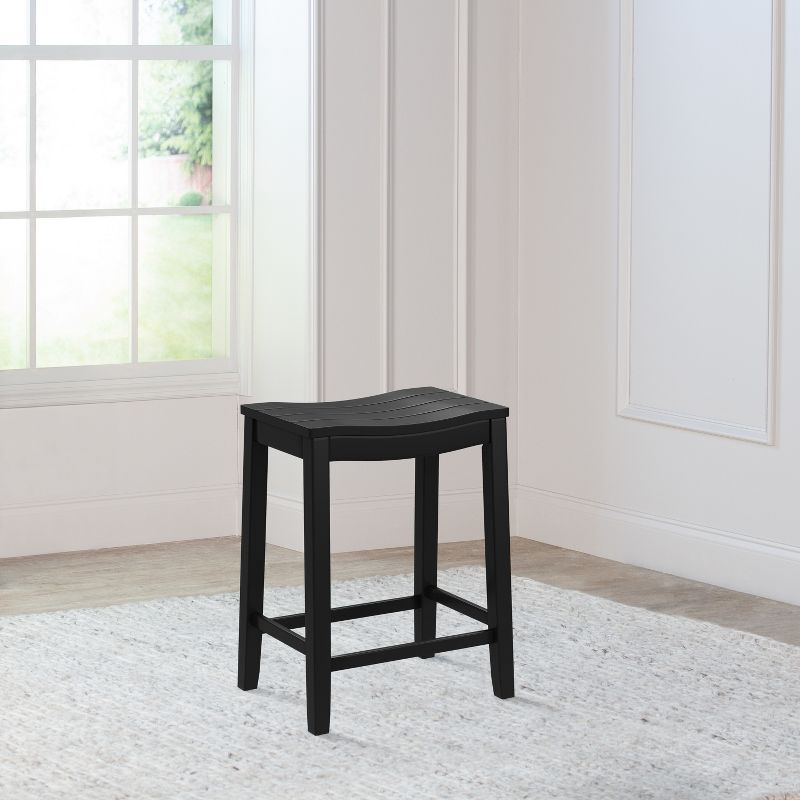 24" Fiddler Wood Backless Counter Height Barstool Black - Hillsdale Furniture: Saddle Seat, Flared Legs