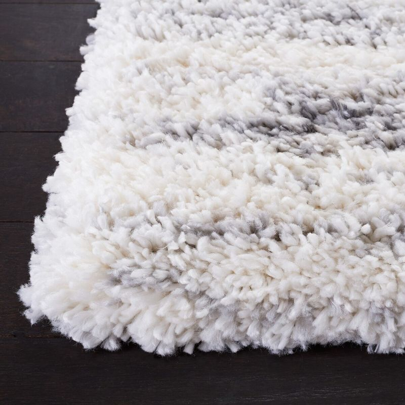 Fontana Shag 800 FNT850 Power Loomed Indoor Runner - Ivory/Grey - 2'3"x12' - Safavieh