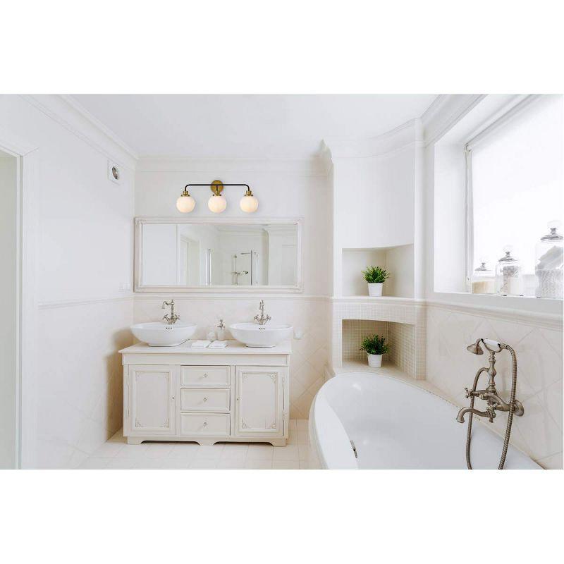 Elegant Lighting Hanson 3 lights bath sconce in black with brass with frosted shade