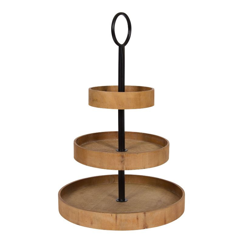 Kate and Laurel Woodmont Tray, 3 Tier, Rustic Brown