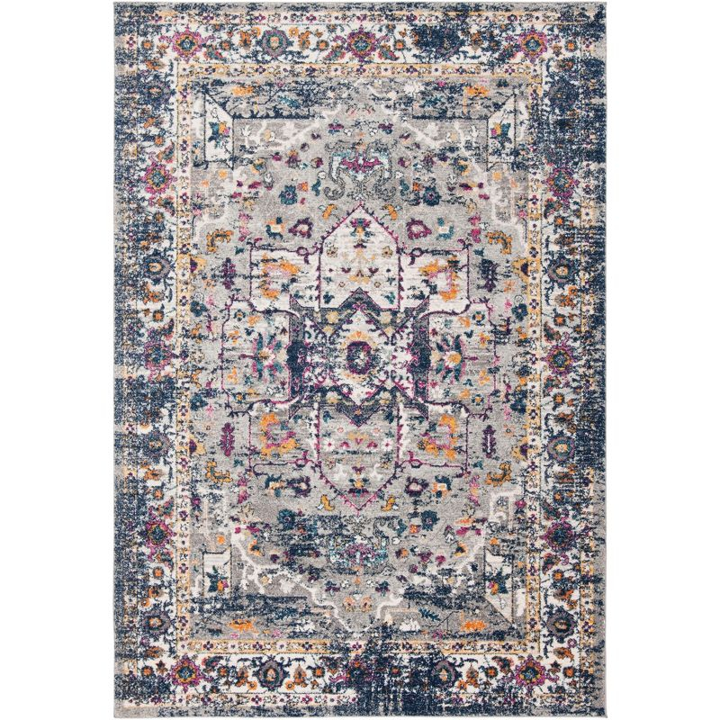 Evoke EVK275 Power Loomed Indoor Area Rug - Grey/Navy - 5'3"x7'6" - Safavieh