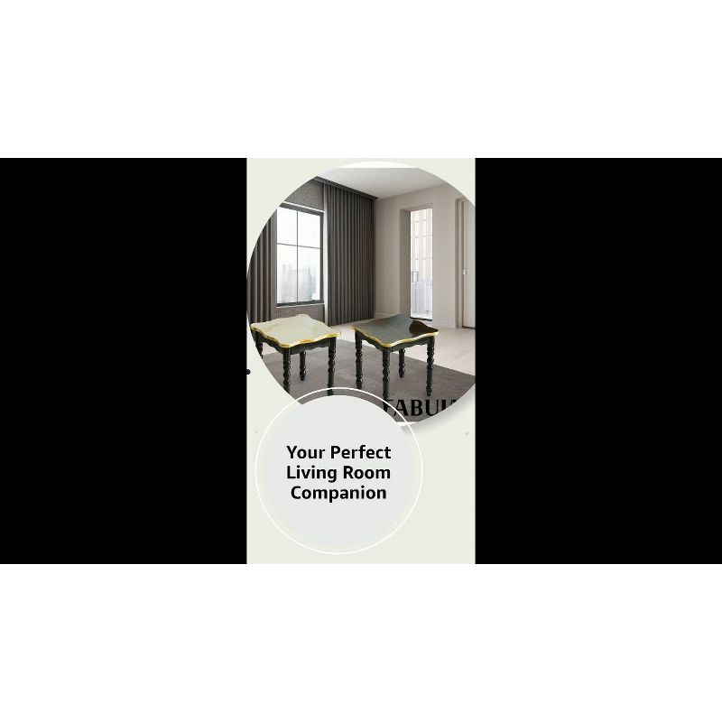 Fabulaxe Square Wooden Side Table, Living Room Accent End Table, Gold and Brown