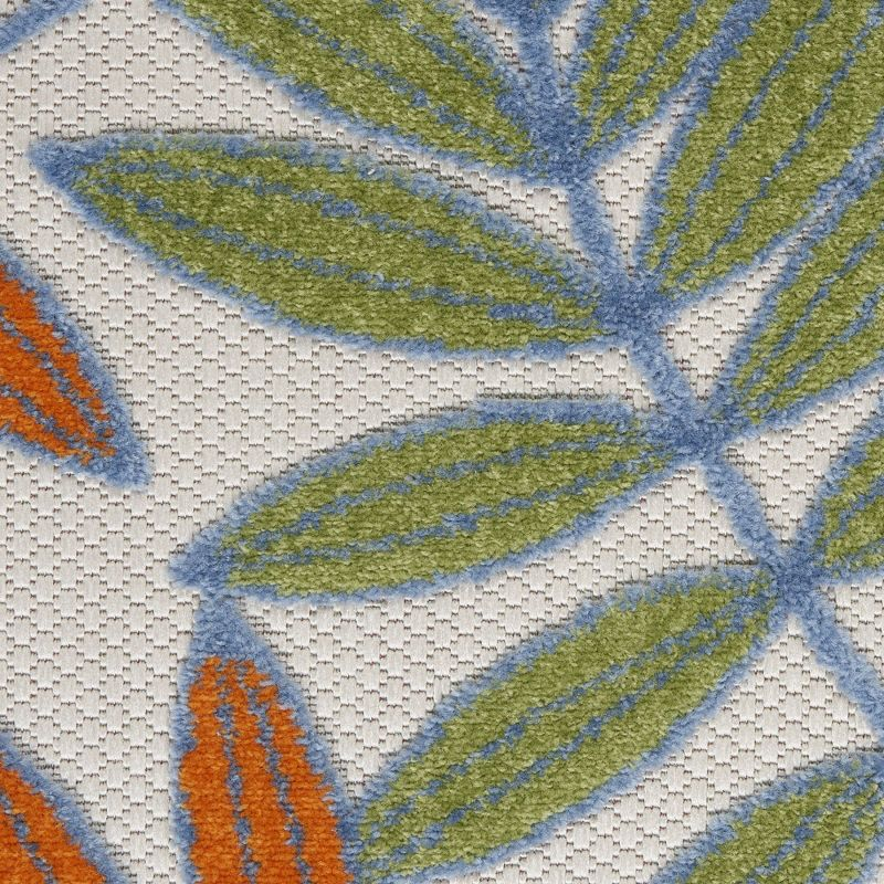 Nourison Aloha Floral Leaf Flatweave High-Low Indoor Outdoor Area Rug Ivory/Multi 5'3" x 7'5"