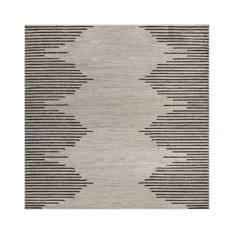 World Rug Gallery Area Rug Bohemian Stripe Jute Rug Carpets for Living Room Rugs for Sale - CREAM 6'6"x6'6"