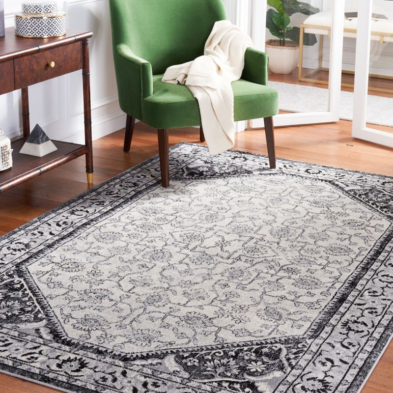 Brentwood BNT853 Power Loomed Indoor Area Rug - Black/Ivory - 6'7"x6'7" - Safavieh