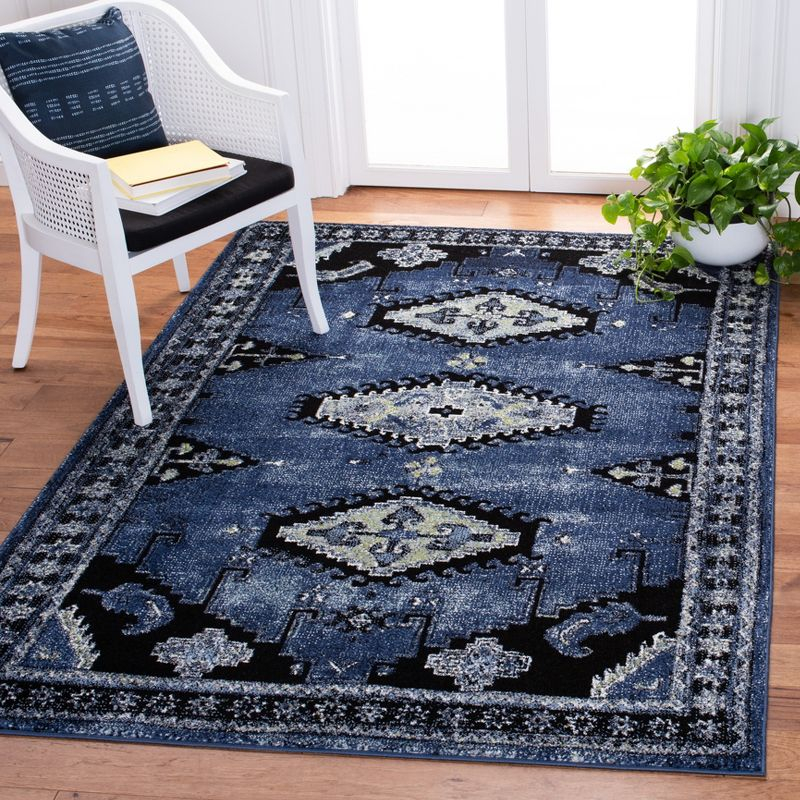 Vintage Hamadan VTH251 Power Loomed Area Rug - Blue/Black - 5'3"x7'6" - Safavieh.
