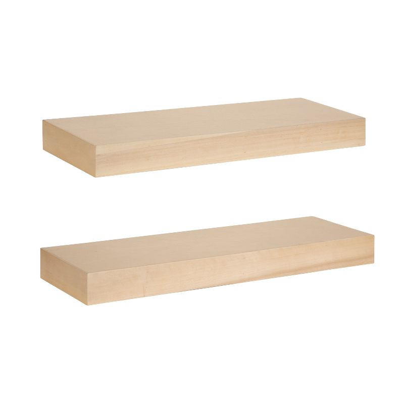 Kate and Laurel Havlock Rectangle MDF Floating Shelf, 2 Piece 24 Inch, Natural
