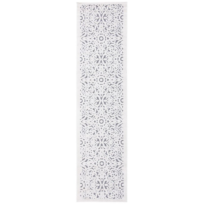 Cabana CBN662 Power Loomed Indoor and Outdoor Accent Rug - Ivory/Grey - 2'2"x5' - Safavieh.