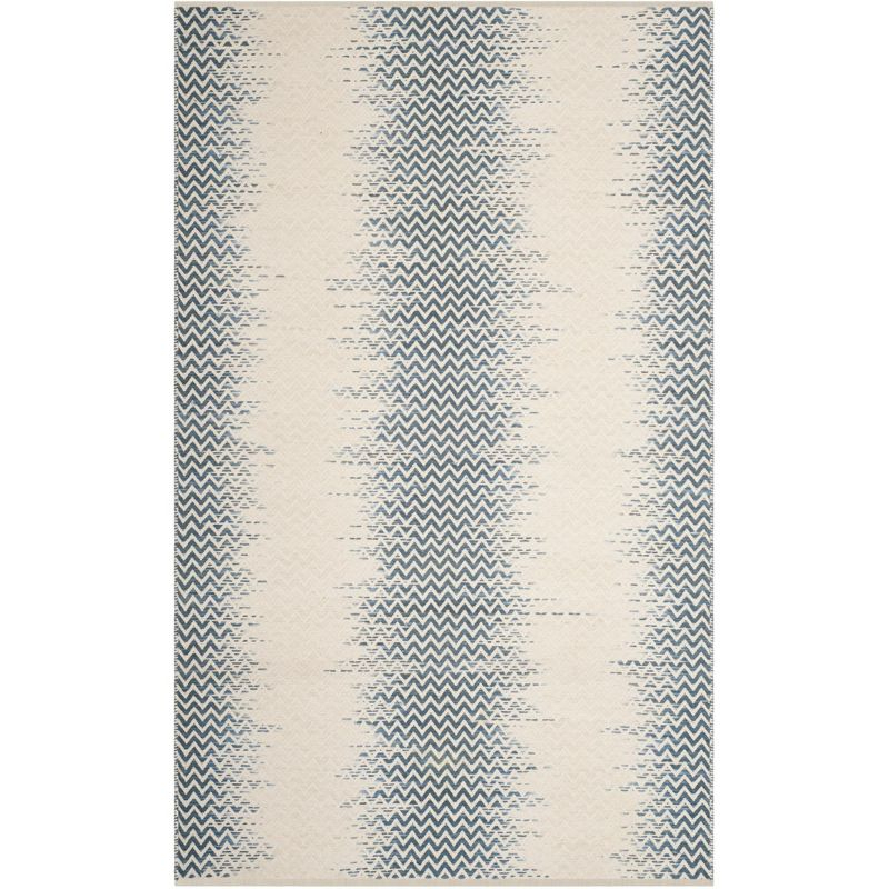 Cotton Kilim KLC121 Hand Woven Area Rug - Blue/Ivory - 4'x6' - Safavieh