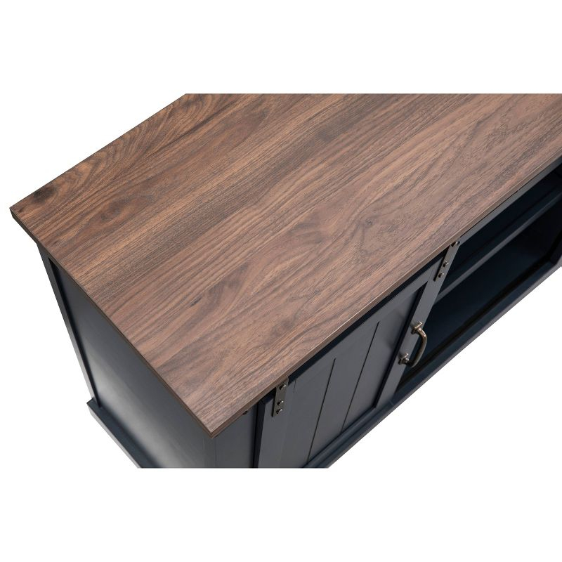 Sliding Doors TV Stand for TVs up to 60" Navy Blue - Home Essentials: Farmhouse Style, Adjustable Shelves, Cable Management
