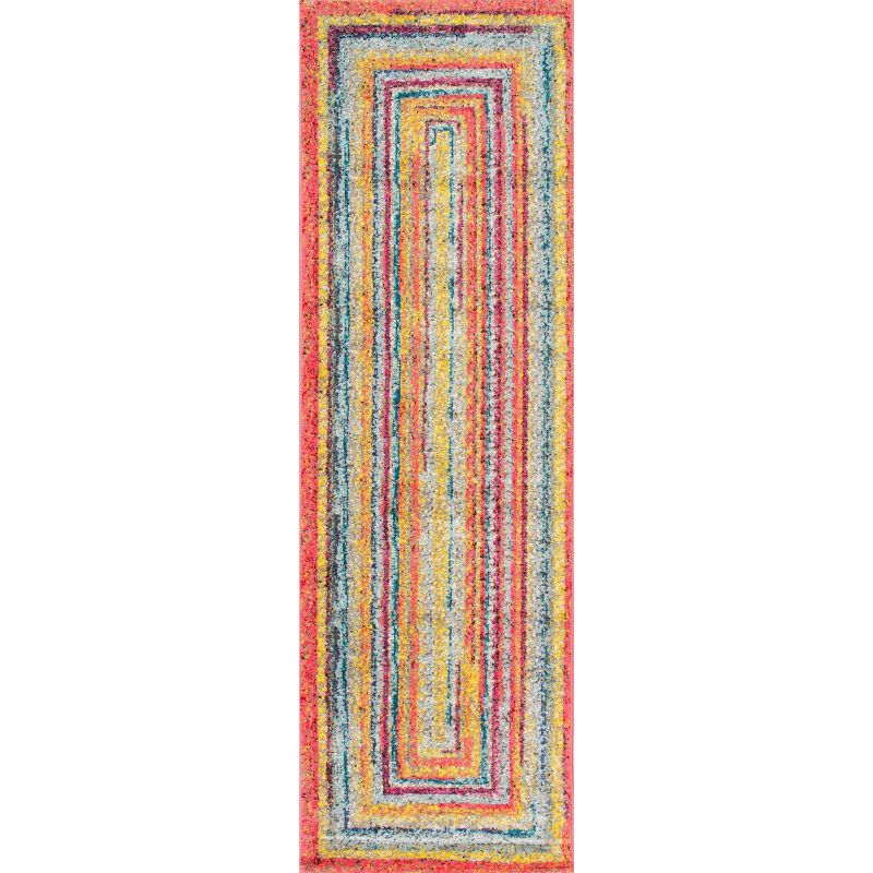 2'6"x10' Hargis Labyrinth Runner Rug Yellow - nuLOOM: Geometric Vintage Indoor Runner, Low Pile, Polypropylene