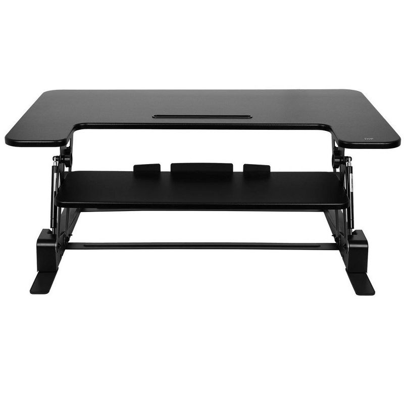 Monoprice Height Adjustable Gas-Spring Dual Handle Sit-Stand 36-Inch Workstation Desk Converter with Keyboard Tray