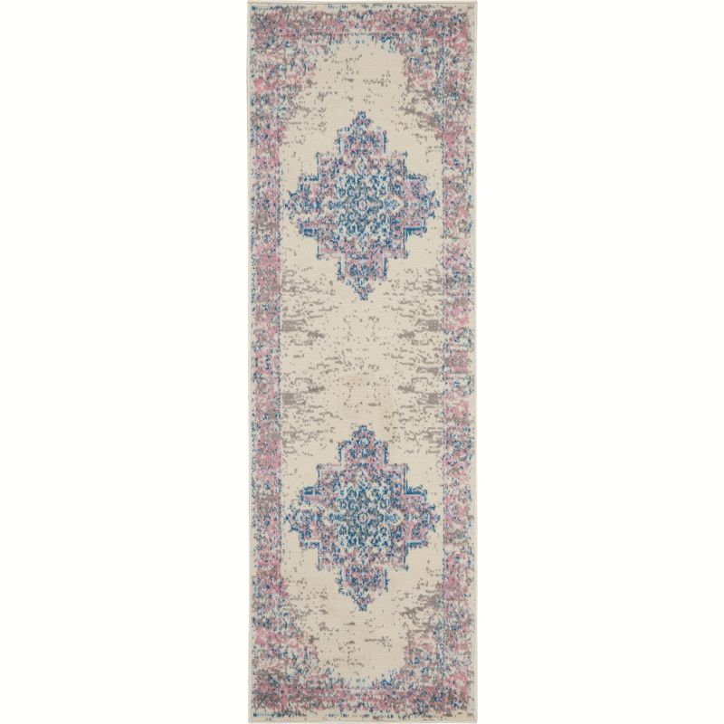 Nourison Grafix GRF14 Ivory/Pink Area Rug 2'3" x 7'6"