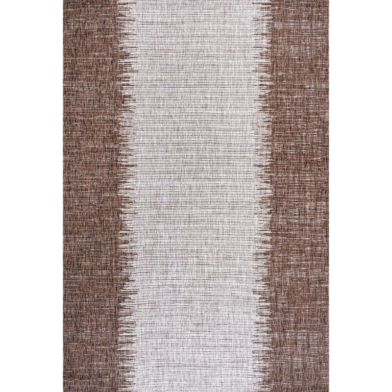 5'x8' Tavira Modern Strie' Indoor/Outdoor Area Rug, Brown/Beige - JONATHAN Y