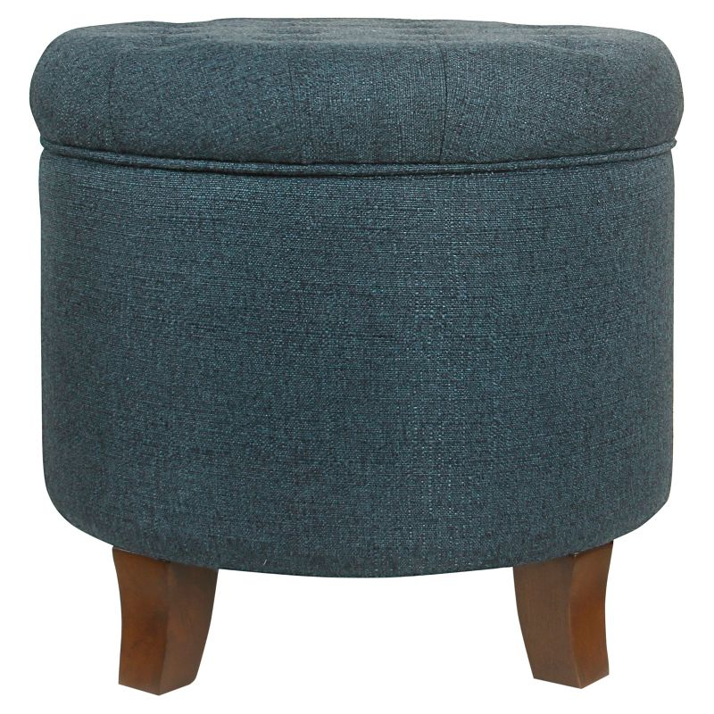 Boho Tufted Storage Ottoman Purple - HomePop: Round, Footstool, Wood Legs, 250lb Capacity