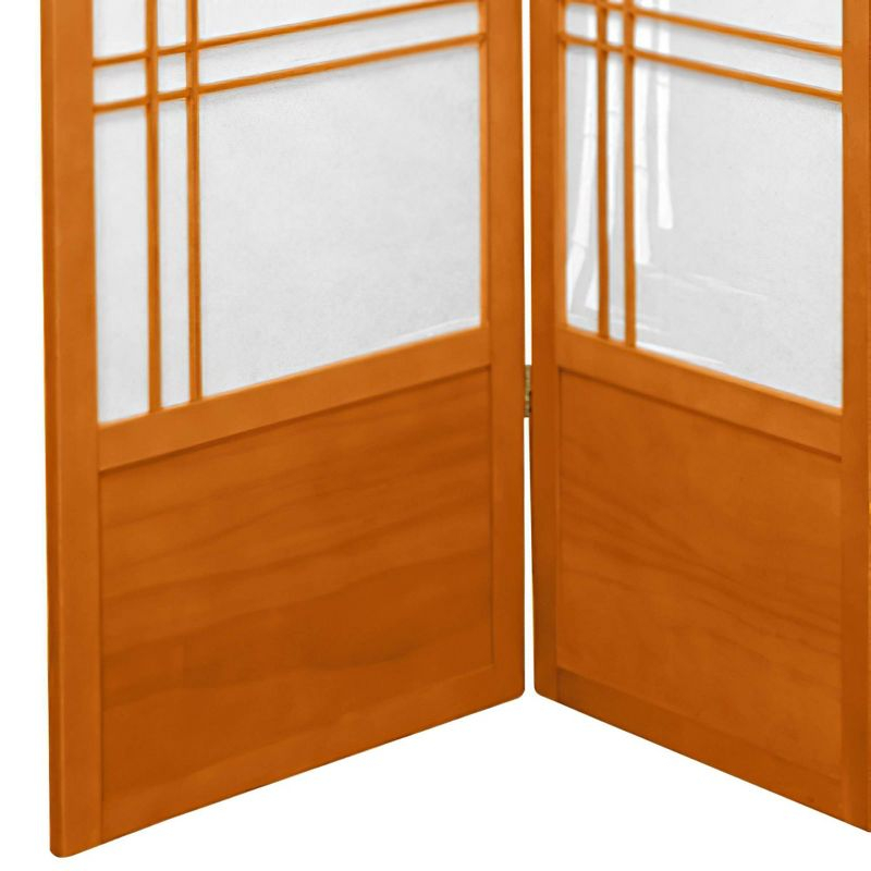 7 ft. Tall Bamboo Tree Shoji Screen - Honey (5 Panels): Oriental Furniture, Hardwood Frame, Metal Hardware