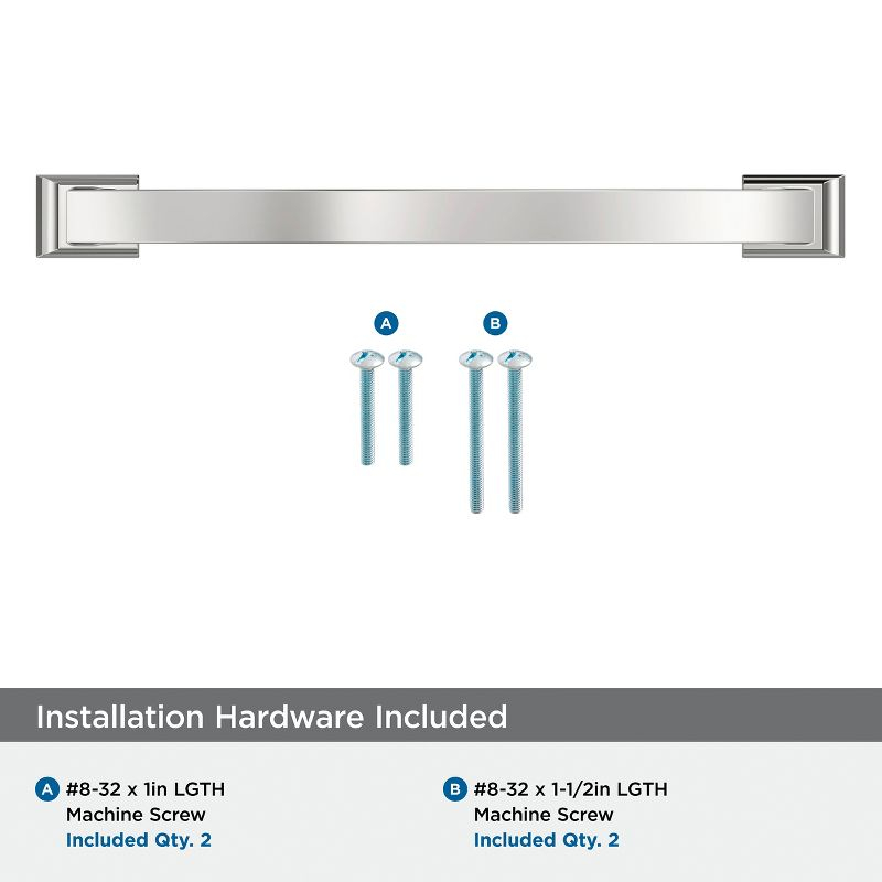 Amerock Candler 7-9/16 inch (192mm) Center-to-Center Polished Chrome Cabinet Pull
