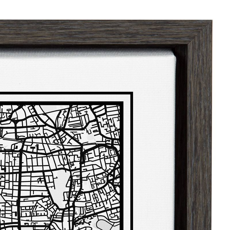 18" x 24" Sylvie London Modern Map by Jake Goossen Framed Wall Canvas Gray - Kate & Laurel All Things Decor