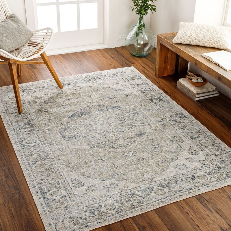 Mark & Day Edmonson 2'7"x7'3" Runner Washable Woven Indoor Area Rugs Olive/Dark Blue