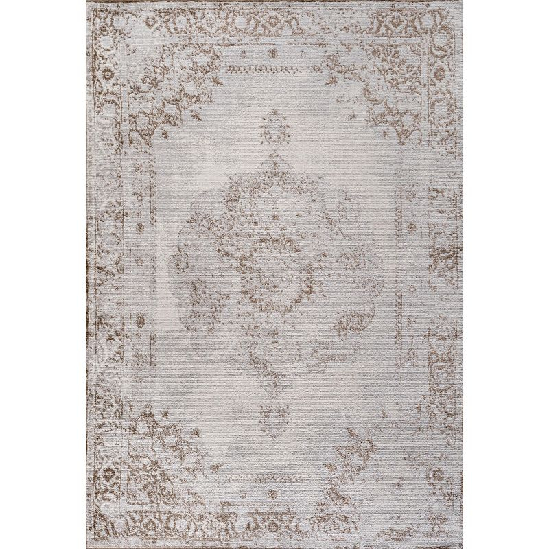 3'x5' Rosalia Cottage Medallion Area Rug, Brown/Cream - JONATHAN Y
