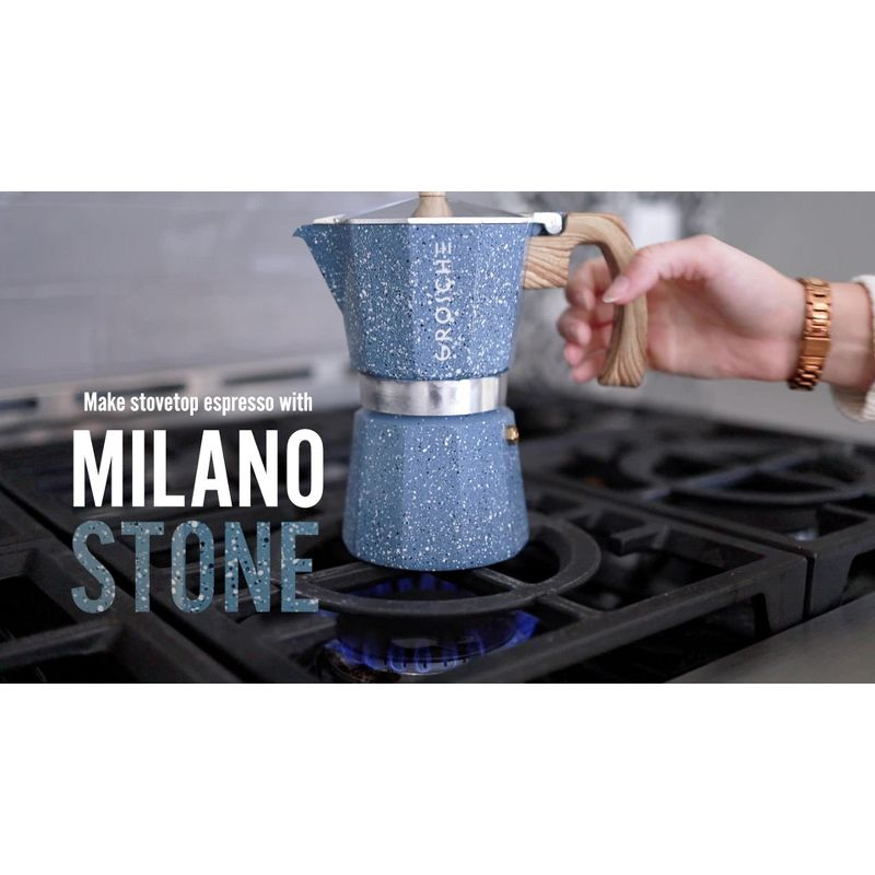 GROSCHE Milano Stovetop Espresso Maker Moka Pot 6 Espresso Cup size 9.3oz, Blue
