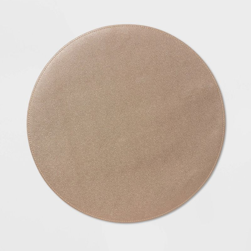 15" Round Pebble Faux Leather Charger Bronze - Threshold™: Traditional Placemat, Spring & Fall Decor
