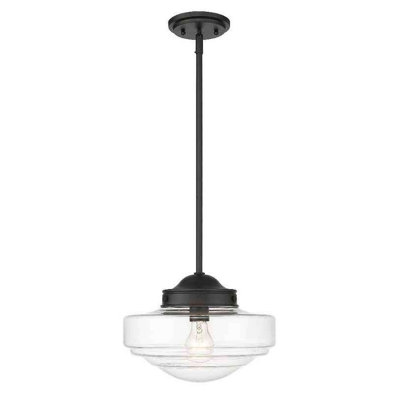 Golden Lighting Ingalls 1-Light Pendant in Matte Black with Clear Glass