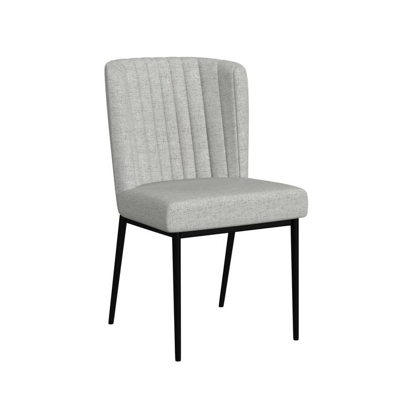 Channel Back Dining Chair with Metal Legs Light Gray - HomePop