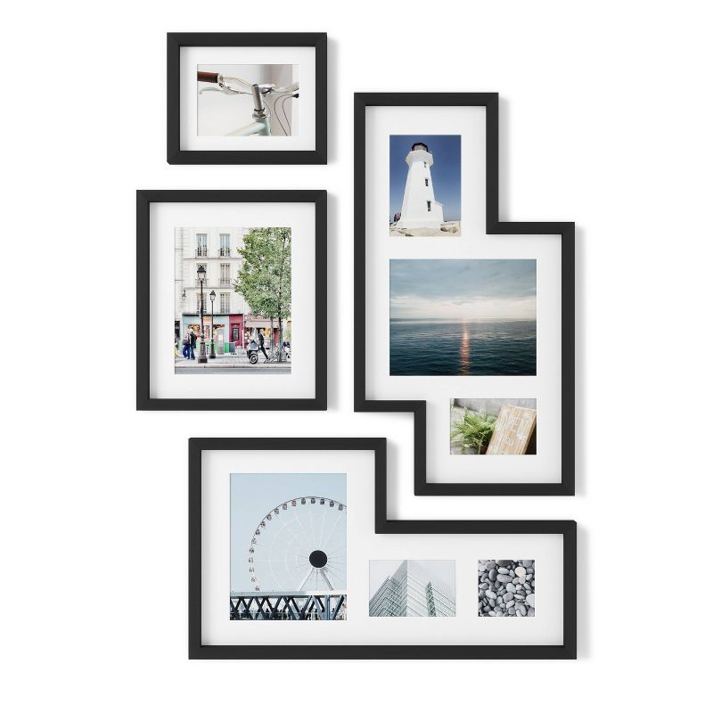 Mingle Gallery Picture Frames Set Black - Umbra: Modern Wall Collage, Multi-Size Photo Display, Sawtooth Mount