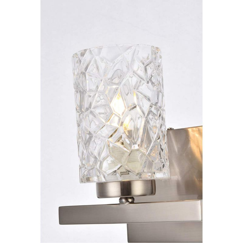 Elegant Lighting Cassie 1 light bath sconce in satin nickel with clear shade