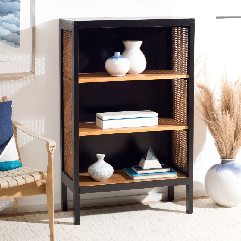 Franz 3 Shelf Wood Back Etagere - ETG2104 - Black/Natural - Safavieh
