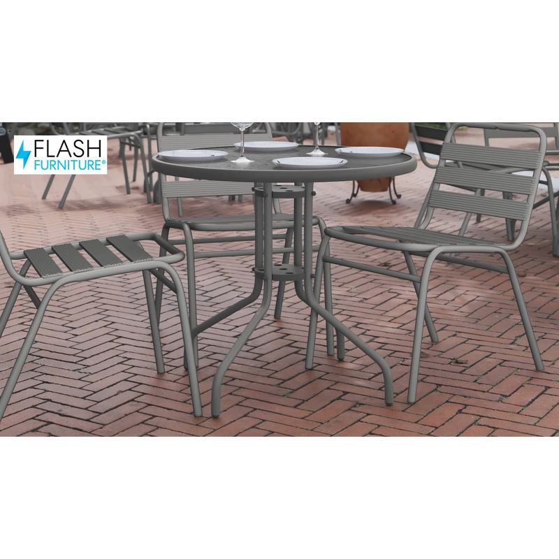 Flash Furniture Bellamy 31.5'' Bronze Round Tempered Glass Metal Table