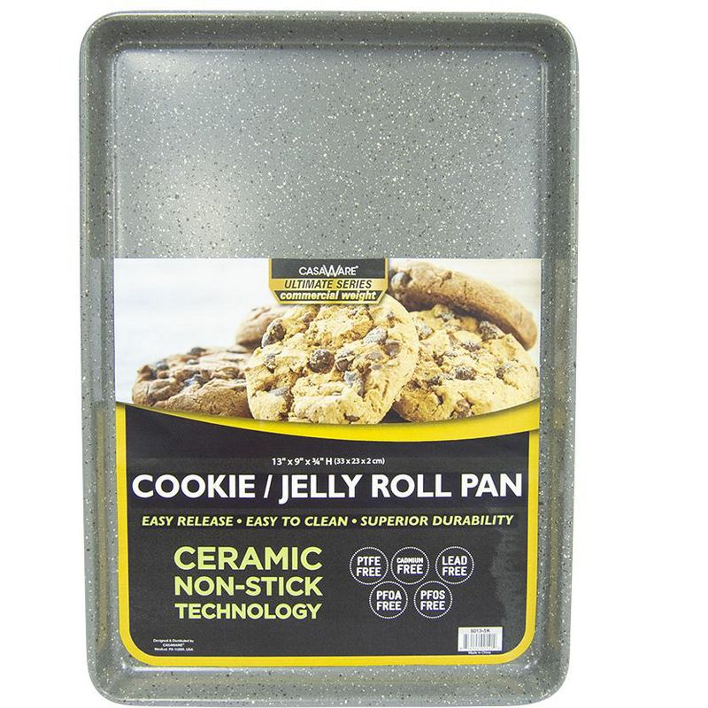 casaWare 3pc Ultimate Commercial Weight Cookie Sheet Set, Two 15 x 10-Inch Pans, One 13 x 9-Inch-Inch Pan (Silver Granite)