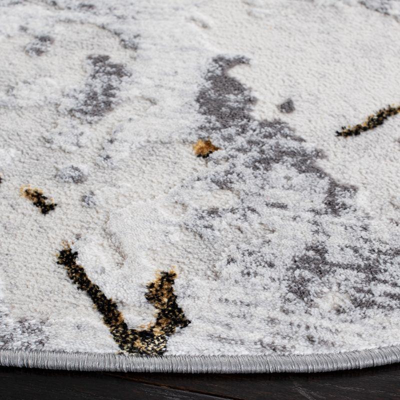 Amelia ALA293 Power Loomed Indoor Area Rug - Grey/Gold - 5' Round - Safavieh