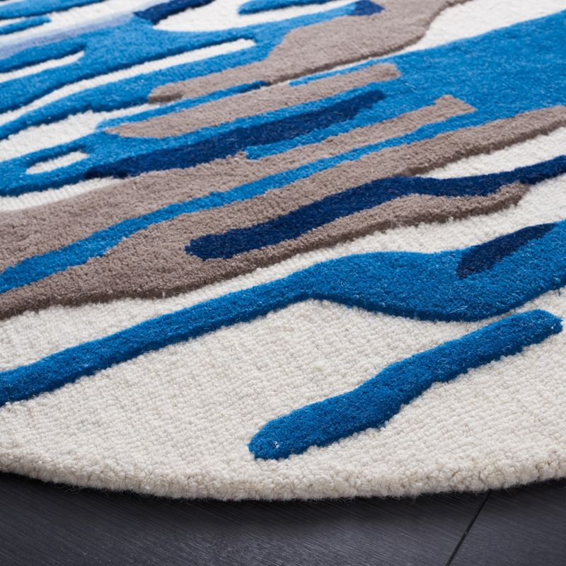Rodeo Drive RD858 Hand Tufted Area Rug - Ivory/Blue - 6' Round - Safavieh.
