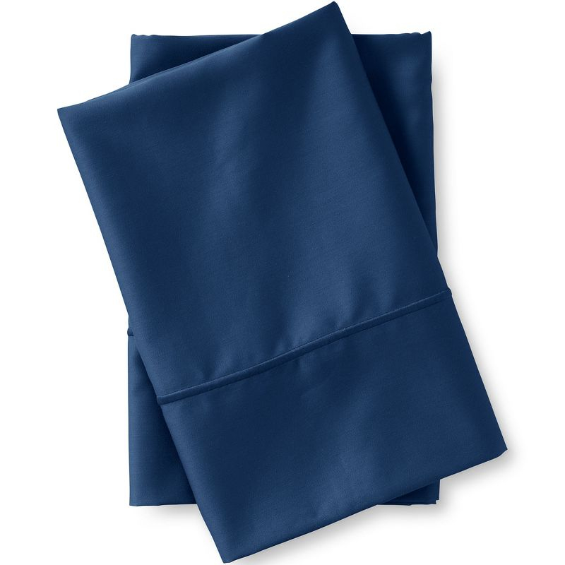 Lands' End 400 Thread Count Premium Supima Cotton No Iron Sateen Pillowcases - Standard - Deep Sea Navy