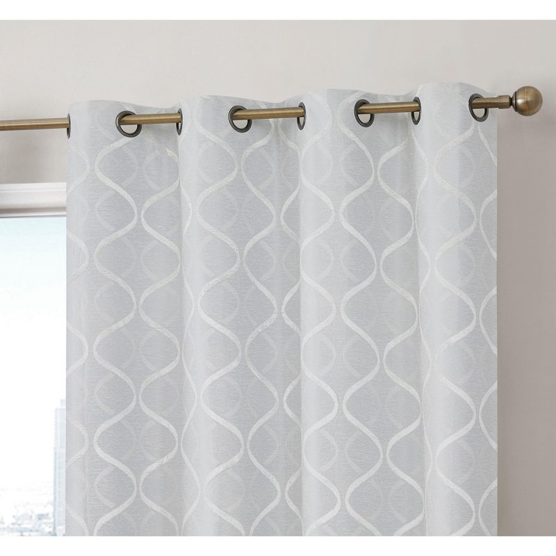 HLC.ME Versailles Lattice Flocked 100% Complete Blackout Thermal Insulated Window Curtain Grommet Panels, Set of 2 - Ivory, 50 W x 84 L