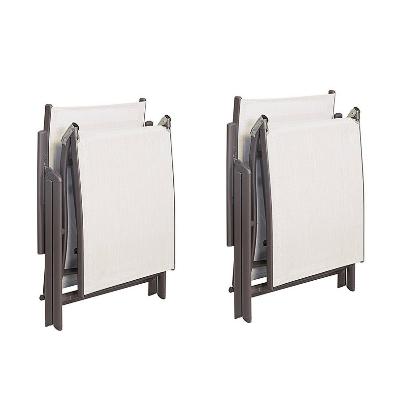 2pc Outdoor Aluminum Adjustable Chaise Lounges - Light Gray - Crestlive Products
