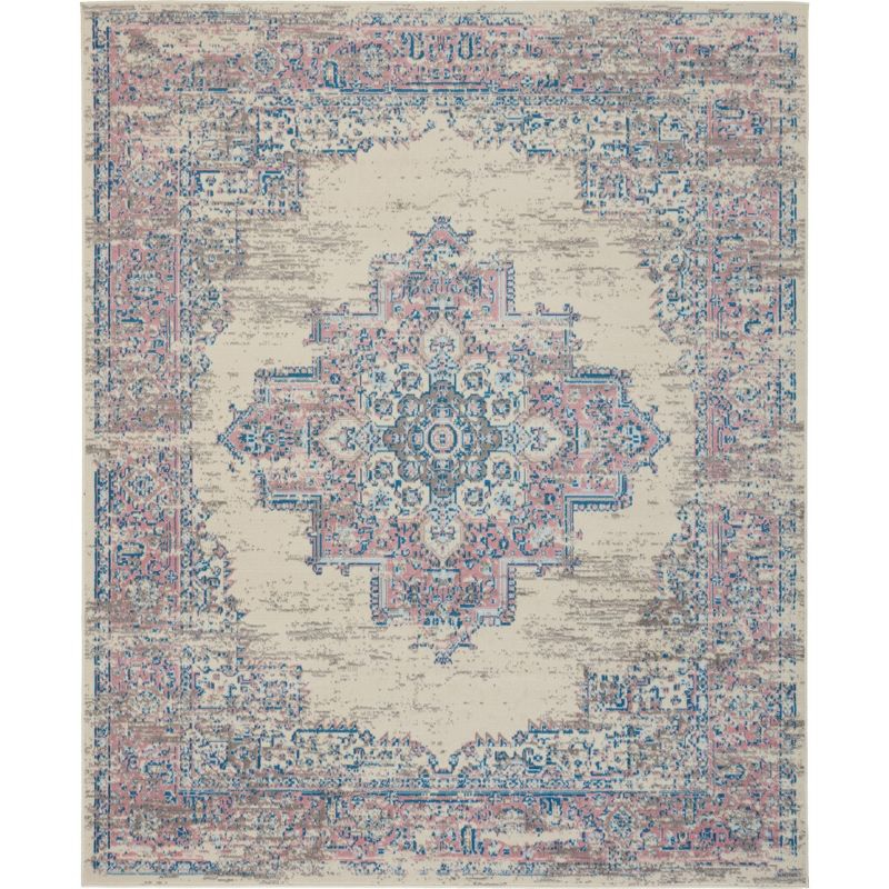 Nourison Grafix GRF14 Ivory/Pink Area Rug 7'10" x 9'10"
