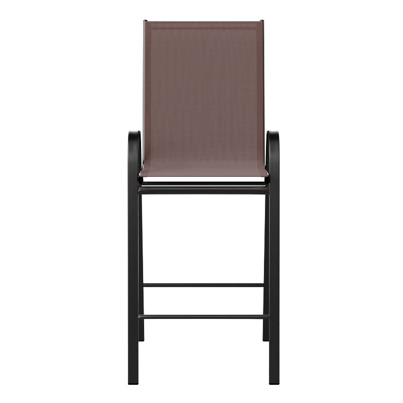 Flash Furniture 2 Pack Brazos Series Brown Outdoor Barstool with Flex Comfort Material and Metal Frame