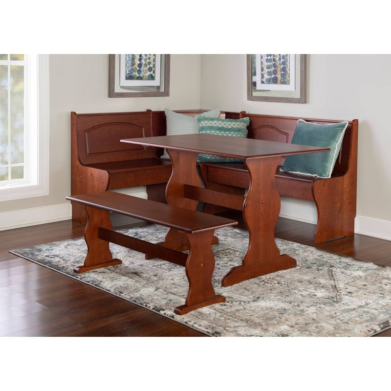 3pc Chelsea Breakfast Corner Nook Dining Table Set Walnut - Linon