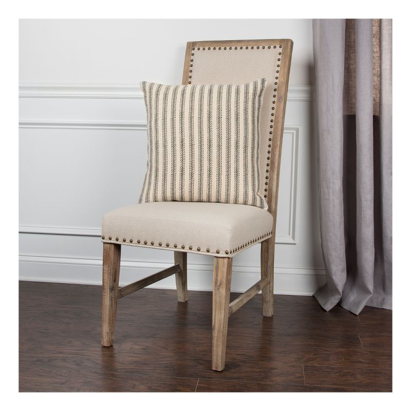 20"x20" Oversize Ticking Striped Square Throw Pillow Gray - Rizzy Home: Cotton Canvas, Indoor, Zippered, Machine Washable