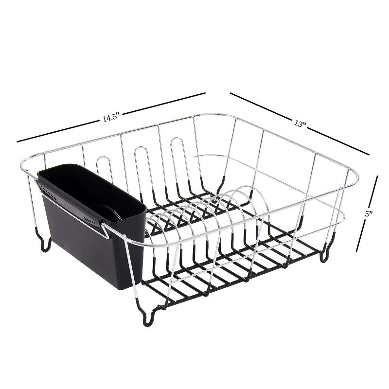 Chrome Plated Steel 2-Piece Small Dish Drainer - Black