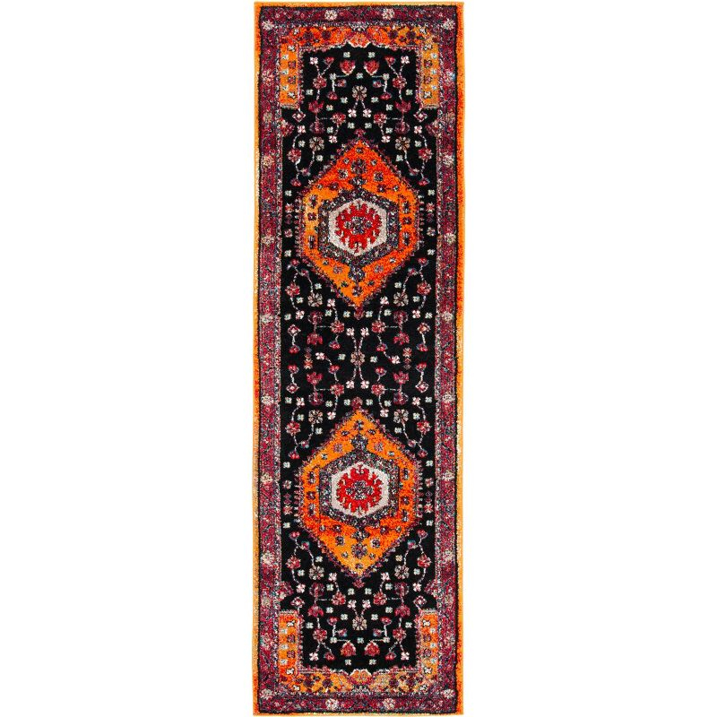 Vintage Hamadan VTH204 Power Loomed Indoor Runner Rug - Orange/Black - 2'3"x8' - Safavieh