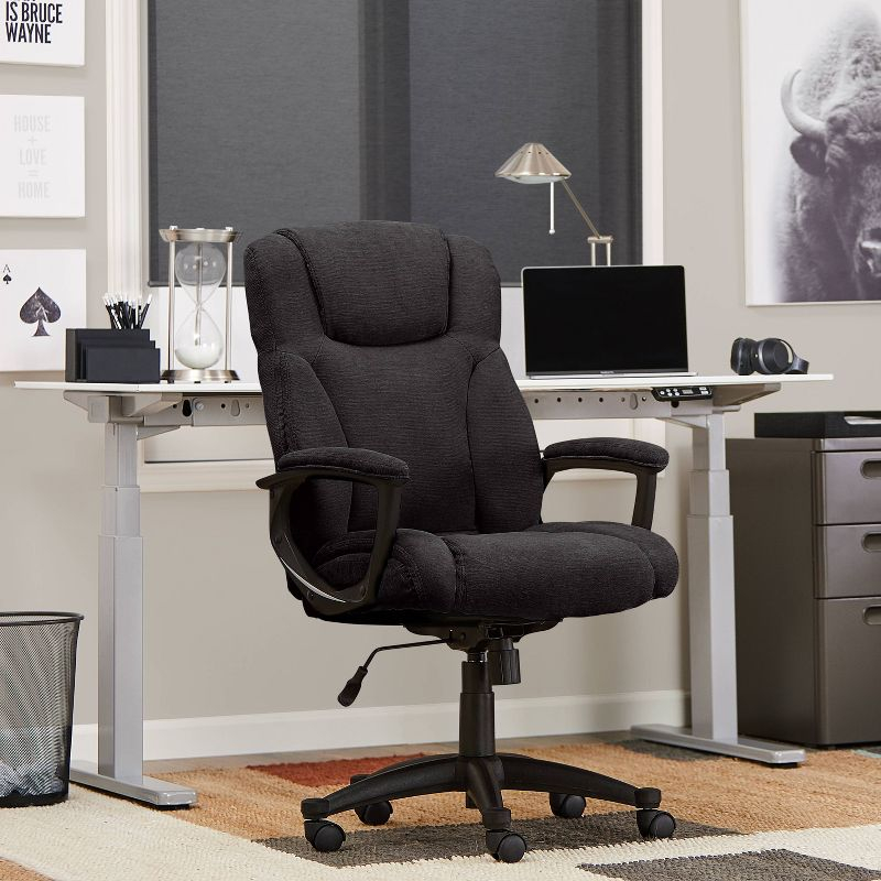 Style Hannah II Office Chair Midnight Black - Serta: Executive, Microfiber, 400 lbs Capacity