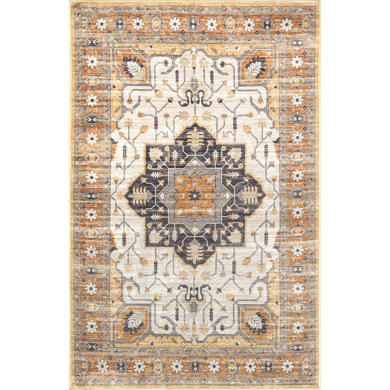 Nuloom Cira Traditional Vintage Machine Washable Indoor Area Rug, 5' x 8', Beige