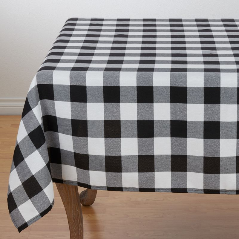 Saro Lifestyle Buffalo Plaid Cotton Blend Tablecloth, Black, 70" x 90"