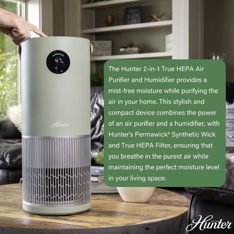 Hunter Fan Company HPH625 Air Purifier Humidifier – 2 in 1 Air Purifier & Humidifier Combo, Black/ Silver