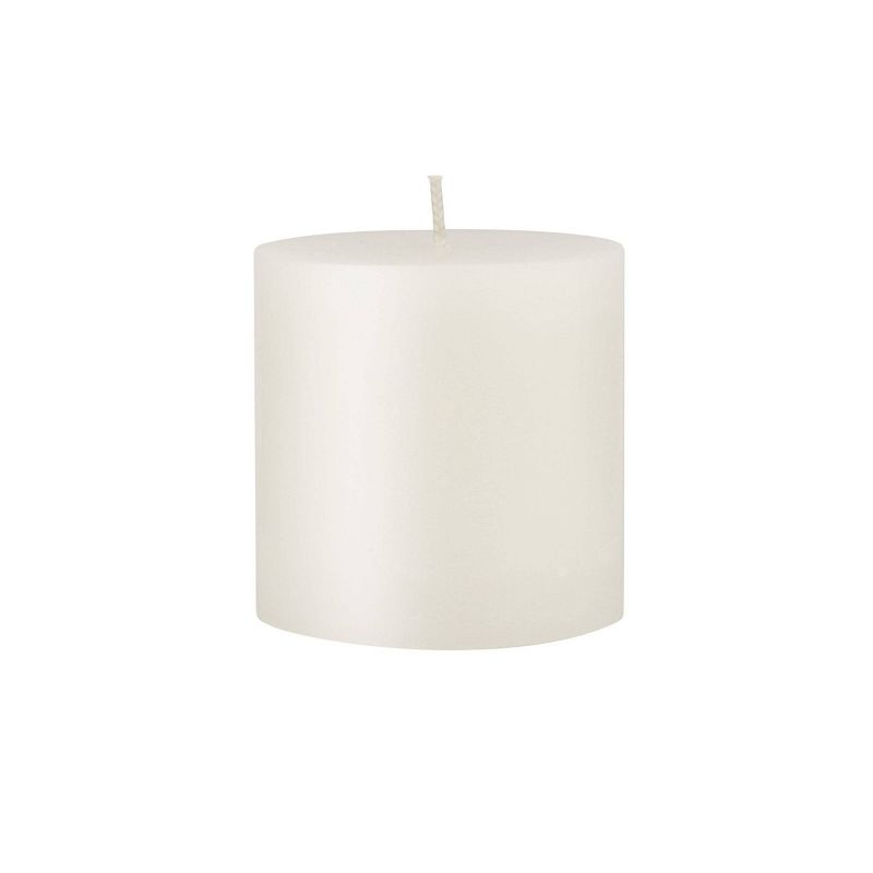 3"x3" 6pk Unscented Flat top Smooth Pillar Candles White - Stonebriar Collection: Machine-Poured, 40hr Burn Time, Cotton Wick