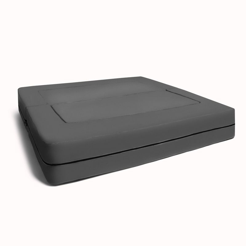 Jaxx Zipline Kids Sofa & Large Ottoman, 3 in 1 Fold Out Sofa, Big Kids Edition, Charcoal